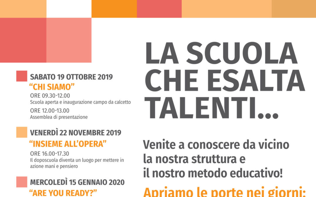 Tre ‘Open days’ della Primaria, si parte sabato 19 ottobre