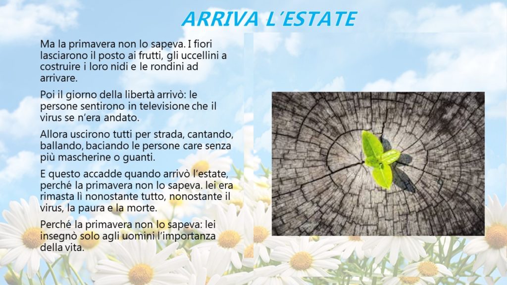 E’ ‘Primavera’, con una poesia la 5B getta il cuore oltre l’ostacolo del virus